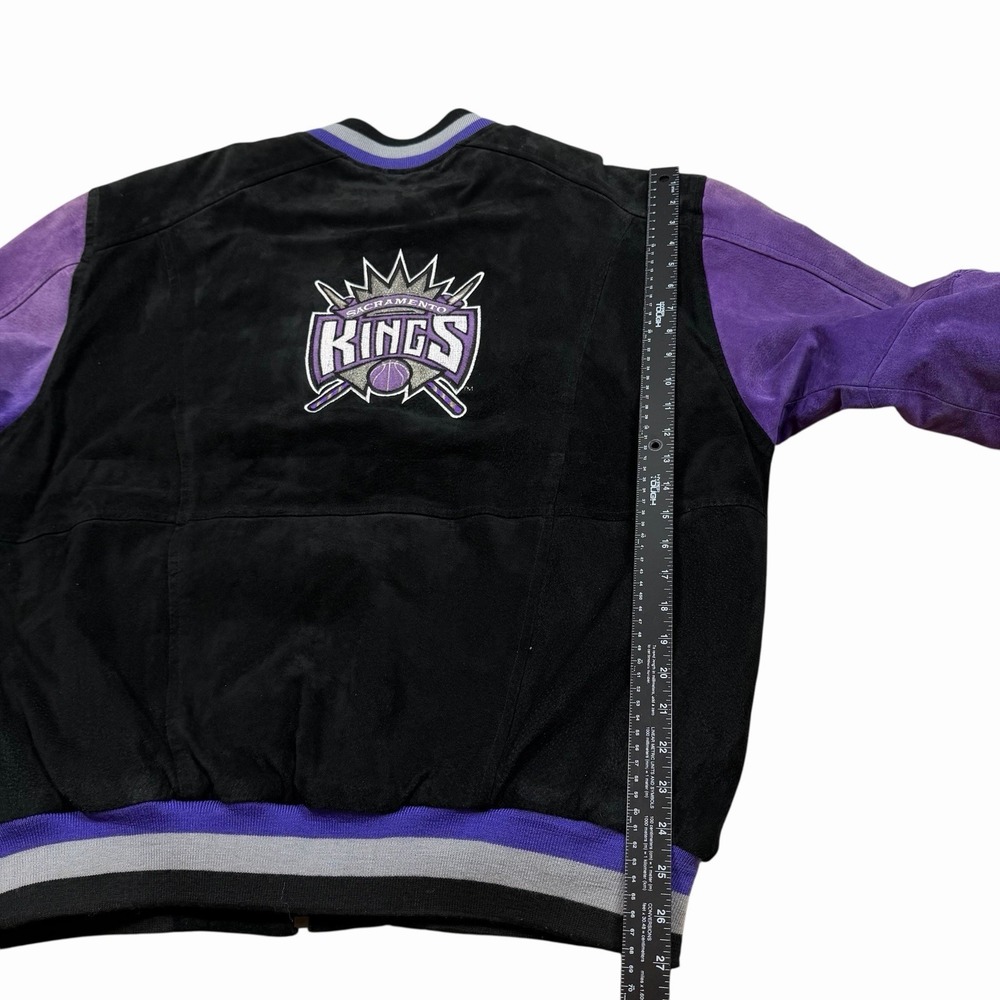 Vintage Jeff Hamilton Sacramento‎ Kings Black Purple Suede Jacket Size XL - Picture 11 of 12